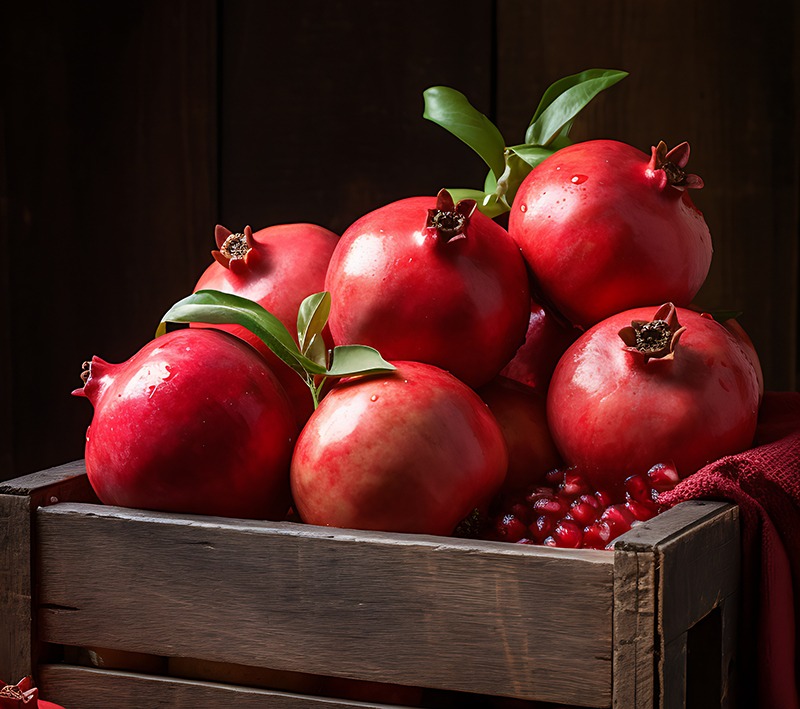 close up pomegranate seasonal fruit winter