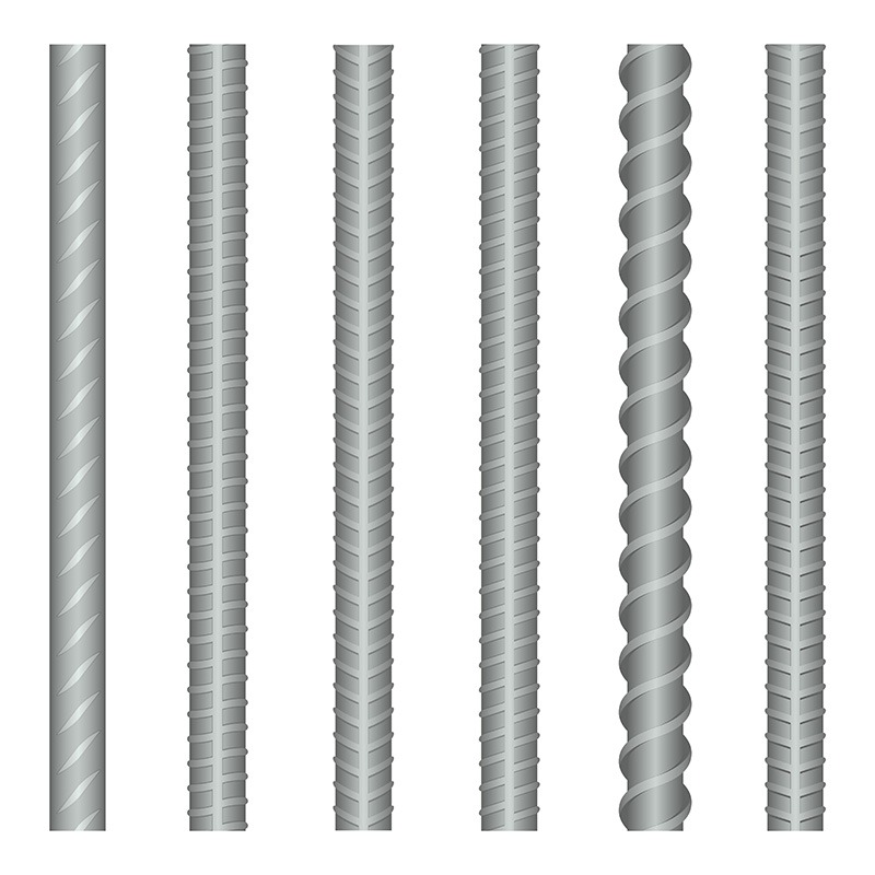 seamless vector steel rebars, reinforcements set